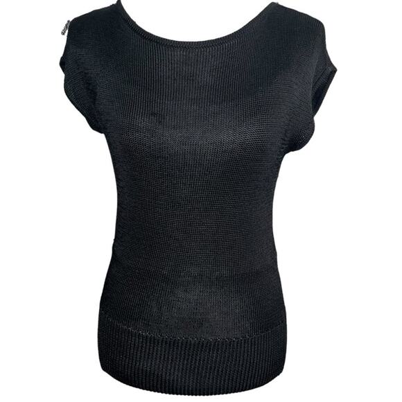 Ann Taylor Black Knit Ribbed Blouse XS - Picture 6 of 13